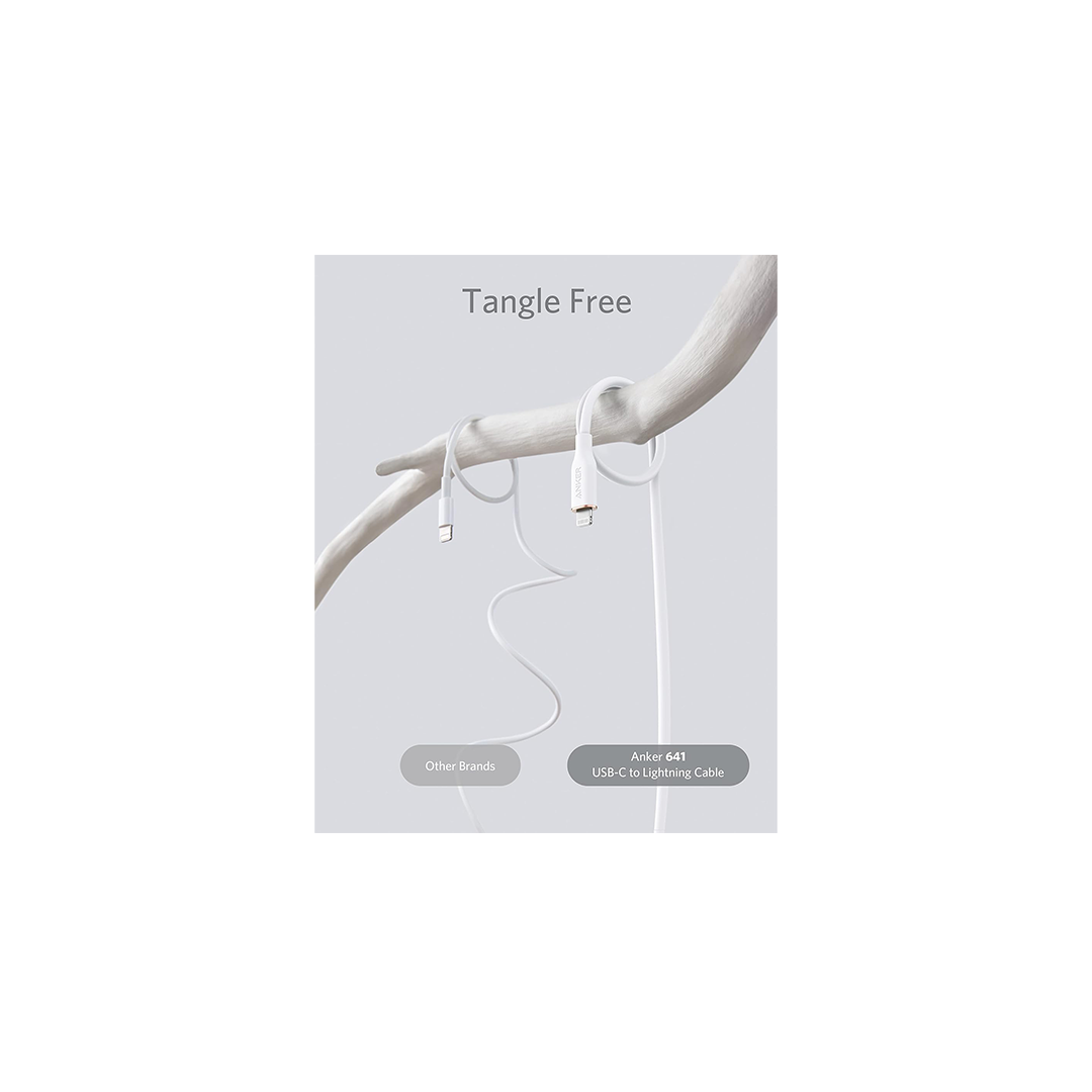 Anker PowerLine III Flow USB-C with Lightning Connector 6Ft - White Anker PowerLine III Flow USB-C with Lightning Connector 6Ft - White